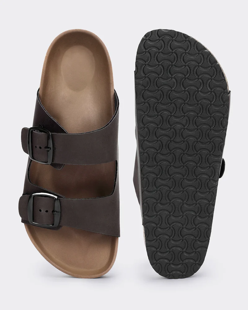 bewakoof  Men's Brown Double Strap Sandals  | Best Price UAE